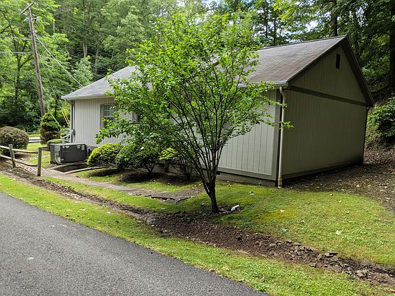 Side of house shows entrance to basement/cellar area