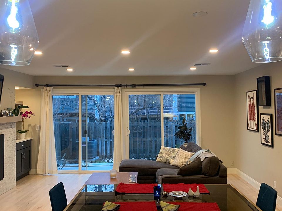Living, dining and sliding doors to back porch