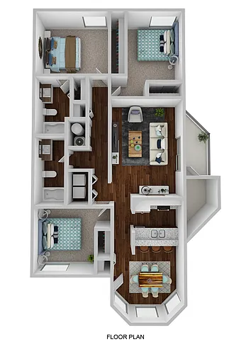 Floor plan 3 Bedroom 2 Bath