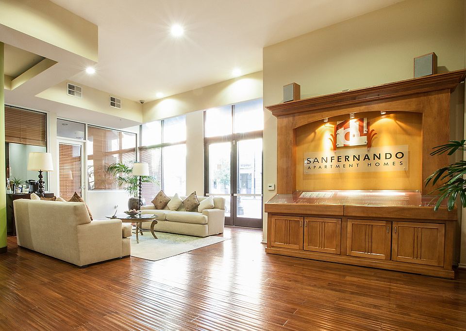Leasing office seating area with couches