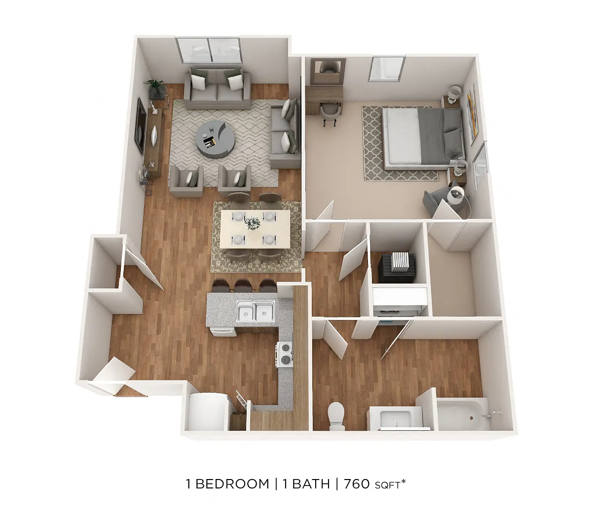 Floor plan One Bedroom-760 sqft