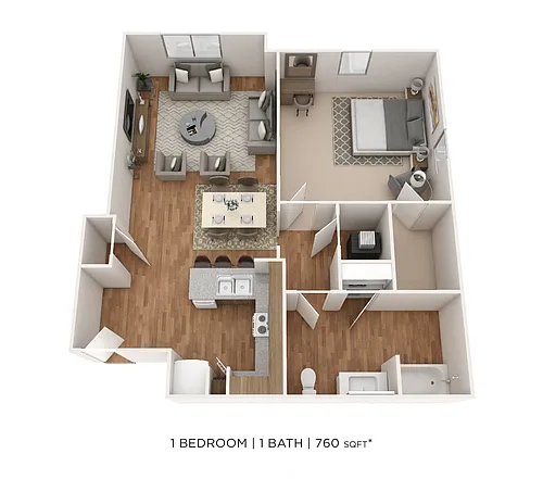 Floor plan One Bedroom-760 sqft