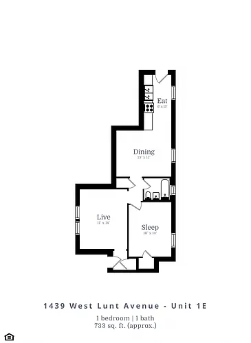Floor plan 1 Bedroom |1 Bath (B3)
