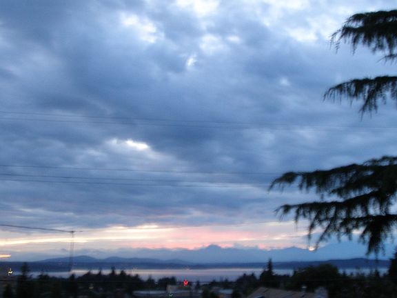 Sunsets over the Sound and mountains