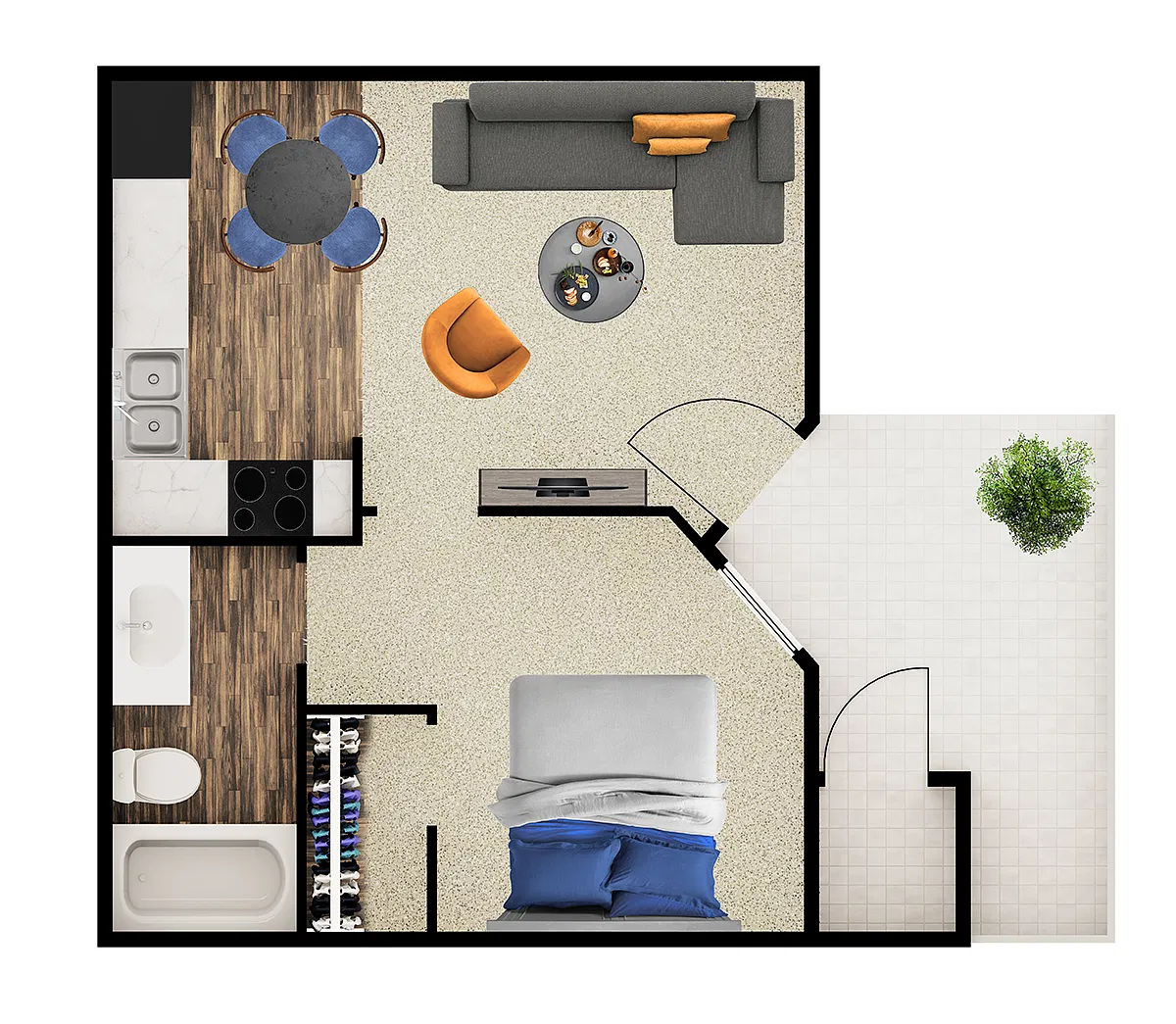Floor plan 1X1 A1