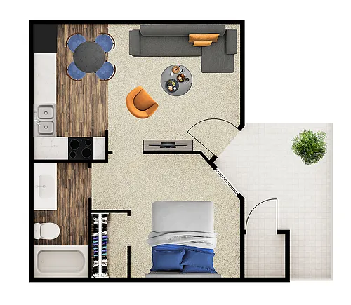 Floor plan 1X1 A1