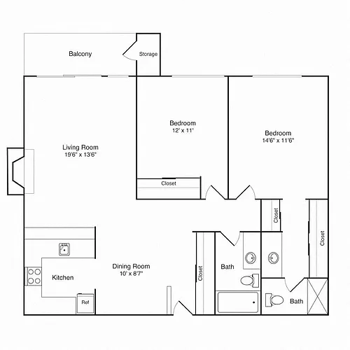 Floor plan 2x2 A Renovated