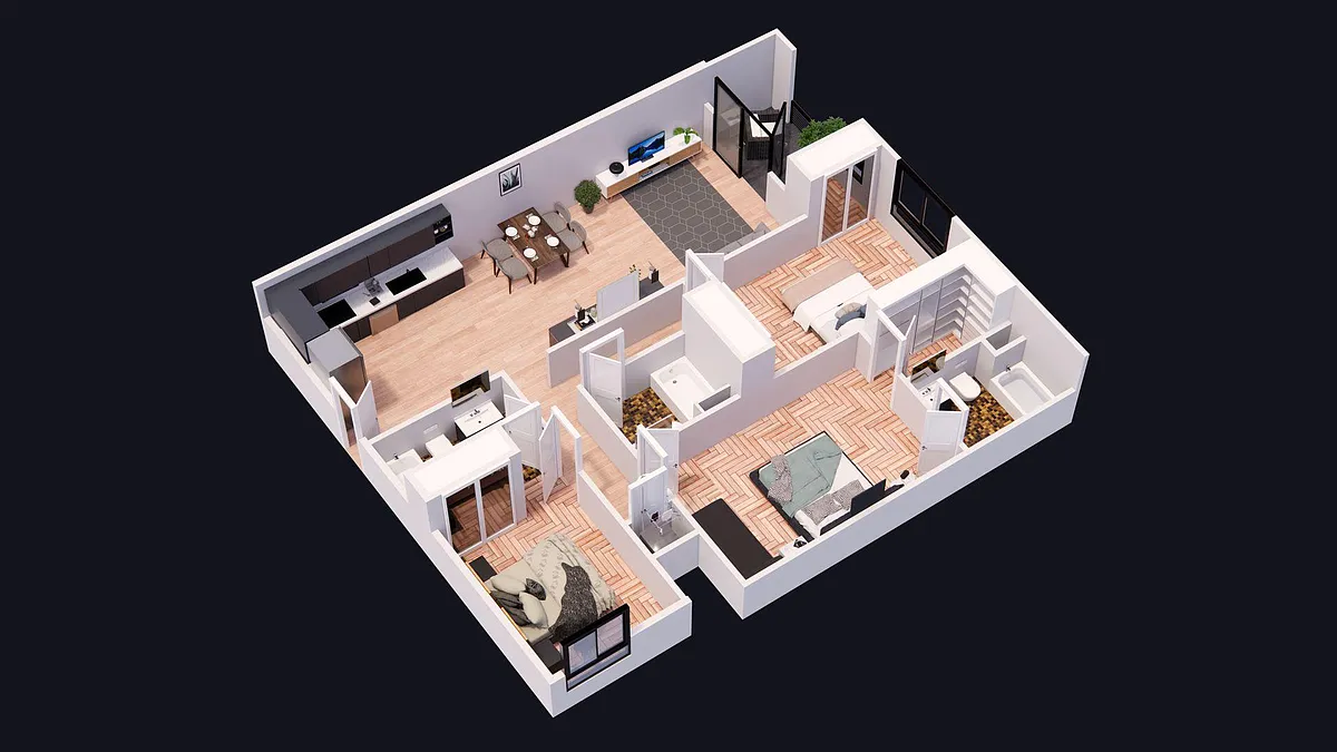 Floor plan 3 Bedroom 3 Bath