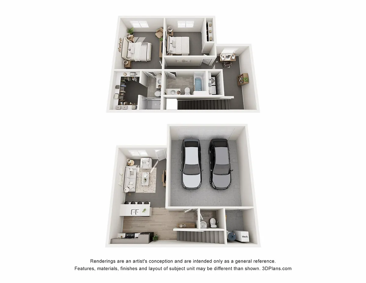 Floor plan Covington 2 Bedroom 2.5 Bathroom