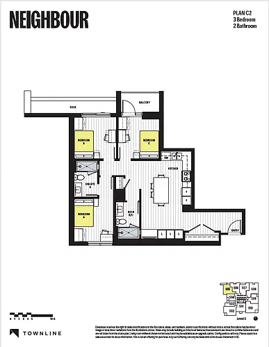 Floor plan C2 - 3 Bed Pod