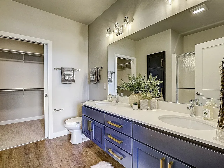 floating vanities and dual sinks