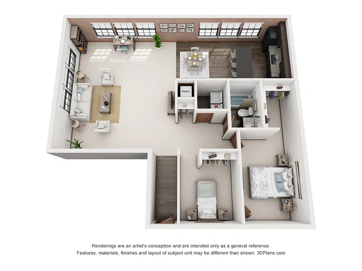 Floor plan One Bedroom with Den