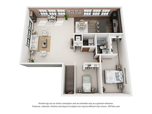 Floor plan One Bedroom with Den