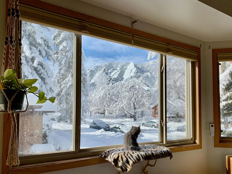 View from Master Bedroom window. Yup, those are the Flatirons. Private full bathroom in this room.
