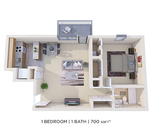 Floor plan One Bedroom - 700 sqft