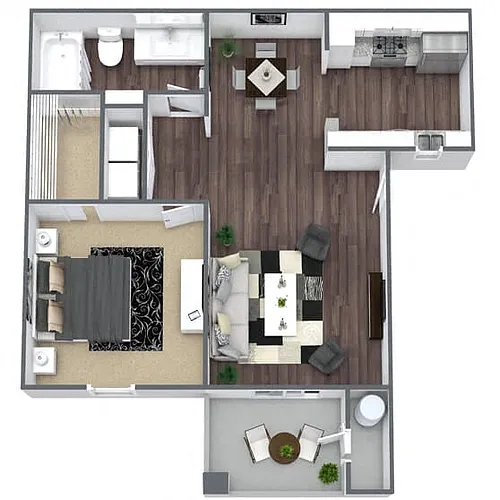 Floor plan A1: 1 Bed 1 Bath
