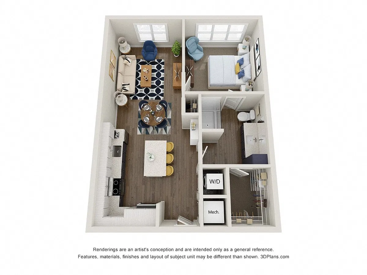 Floor plan A5.1 1x1 744 SF