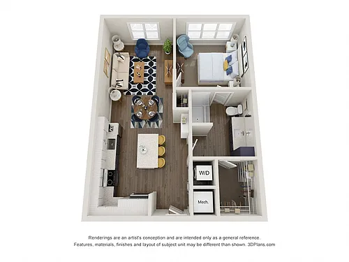 Floor plan A5.1 1x1 744 SF