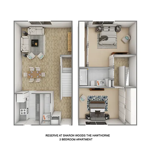 Floor plan 2 Bedroom Townhome - Renovated