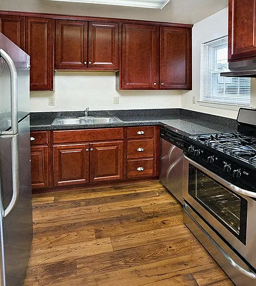 Remodeled kitchen with new appliances are available in some apartments