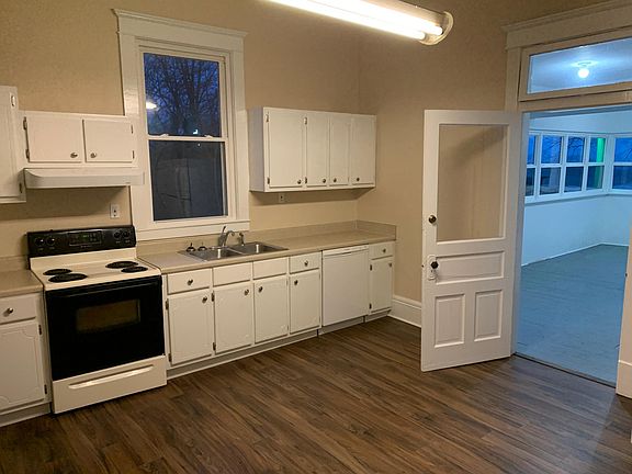 Kitchen with view of south (back) porch.