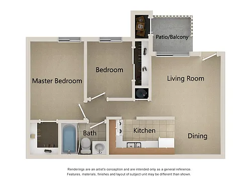Floor plan Two Bedroom One Bath