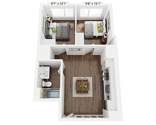 Floor plan Two Bedroom B1O