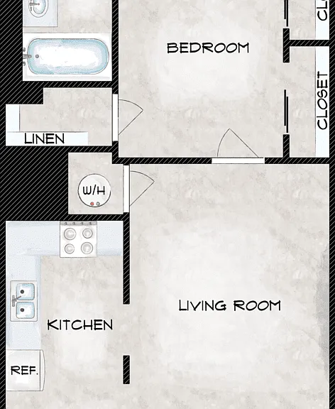 One Bedroom A Floorplan Diagram