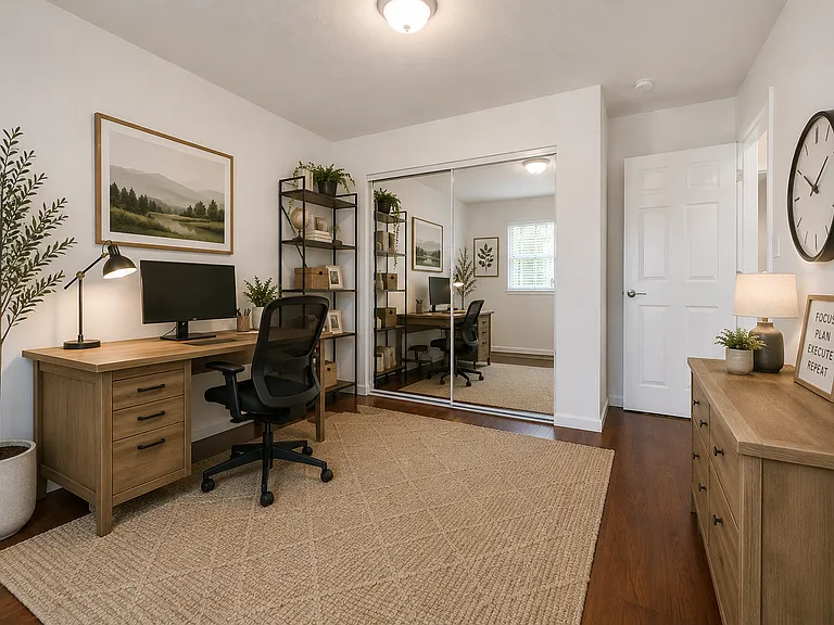 Second Bedroom as Office Space, virtually staged