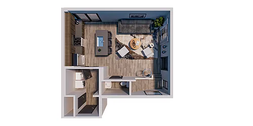 Floor plan 1 Bedroom, 1.5 Bath