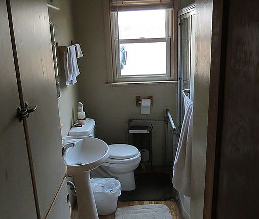 Bathroom, Solid oak floor.
