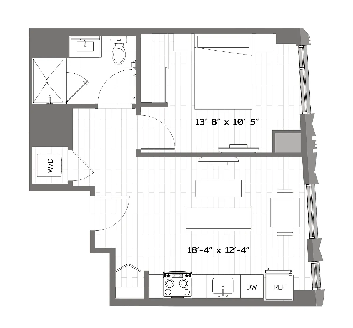 Floor plan 1 Bed/1 Bath-T-A4