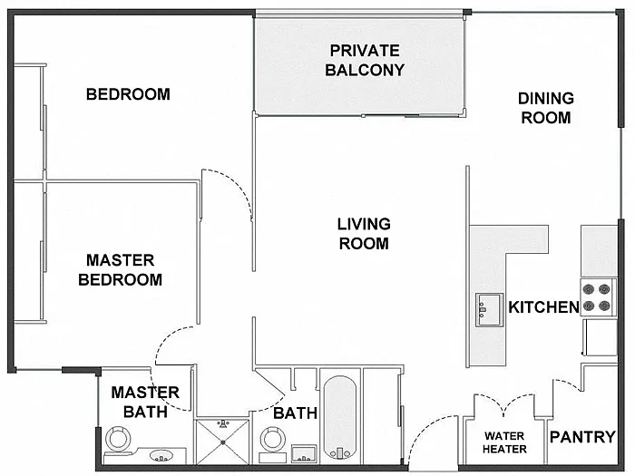 Floor plan 2 Bed / 2 Bath: Type A