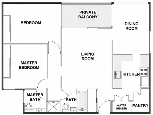 Floor plan 2 Bed / 2 Bath: Type A