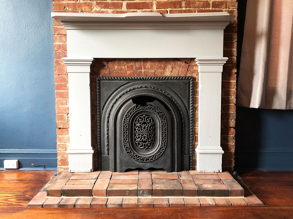 non-functional fireplace