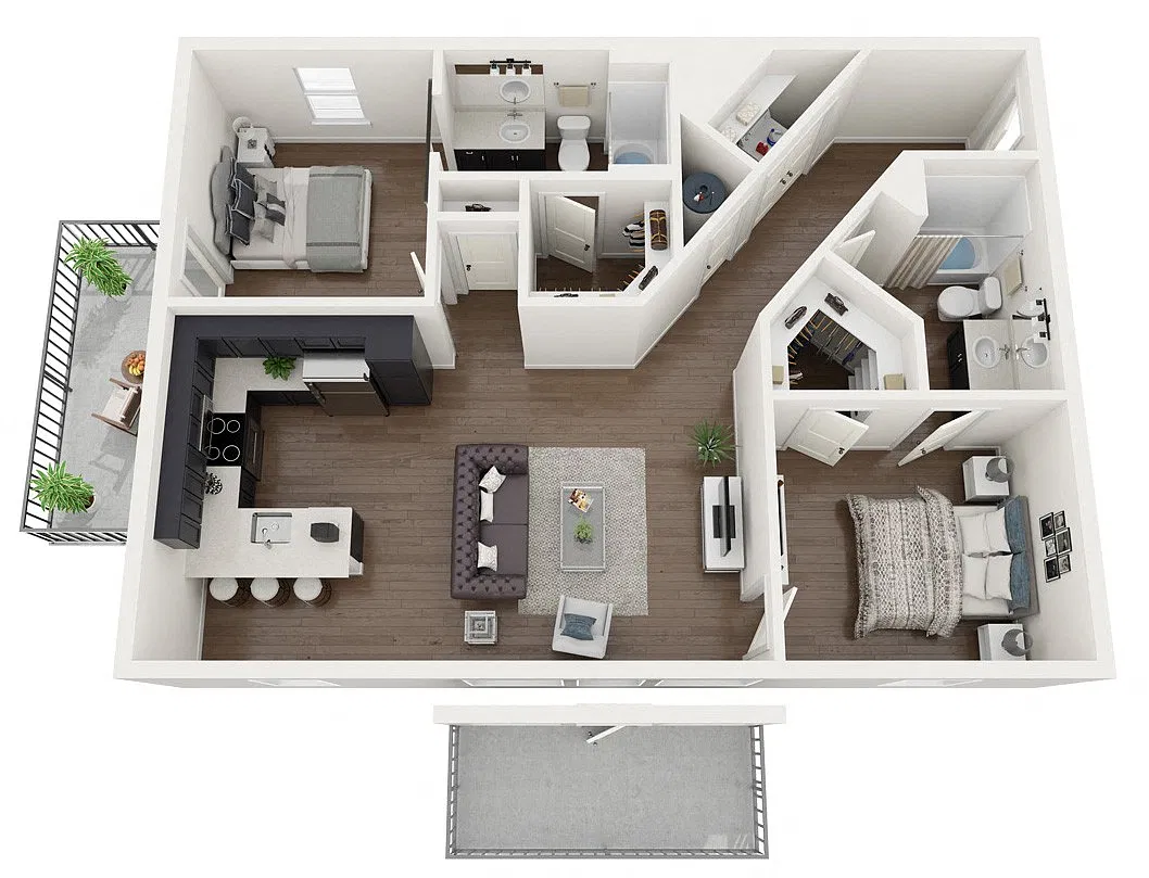 Floor plan 2F-B DB BALCONY