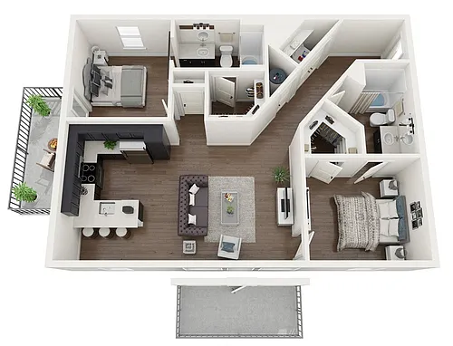 Floor plan 2F-B DB BALCONY