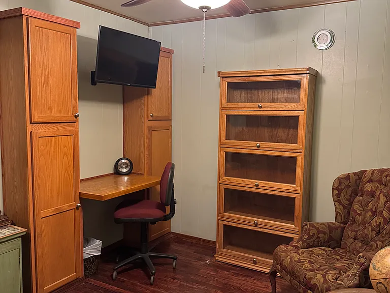 Additional room, office, smart tv (paid Netflix) dining room with closet and plenty of cabinet space.