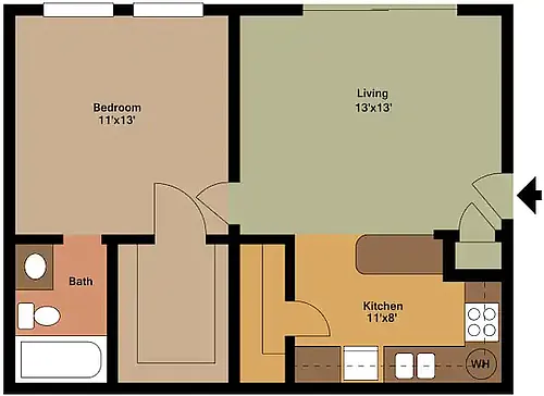 Floor plan 1BD 1BA