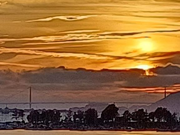 Golden Gate bridge sunset taken from Living Room