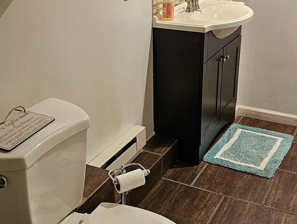 Modern bathroom with walk-in shower