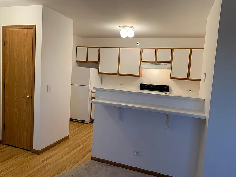 Open concept kitchen with breakfast counter