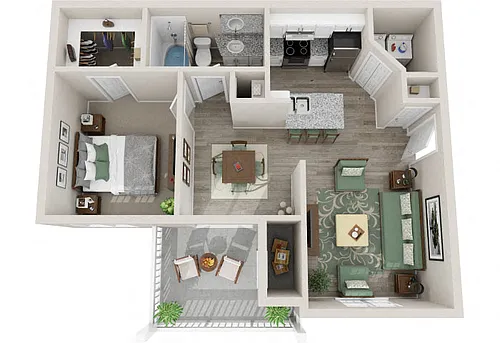 Floor plan One Bedroom One Bath 1B