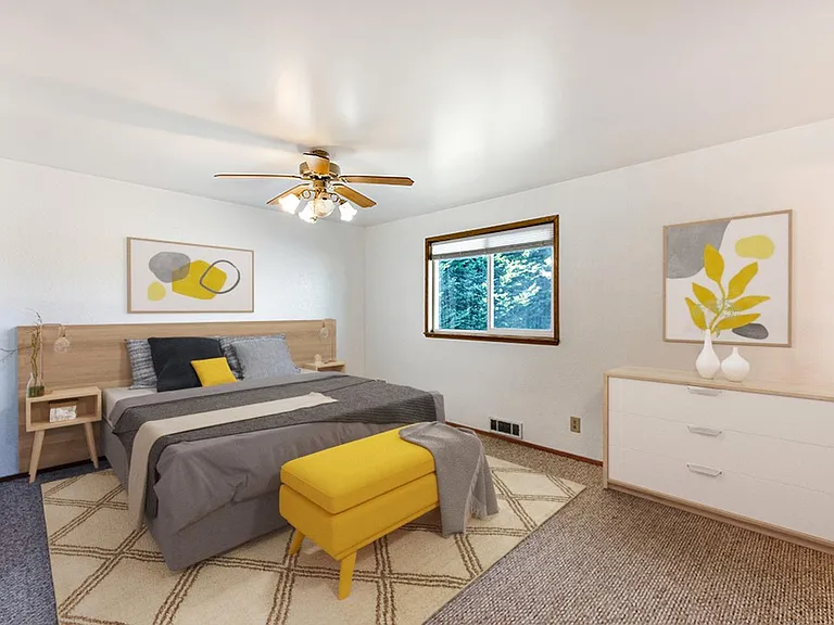 Bedroom 1. This image shows a virtually furnished space. Bedrooms come unfurnished.