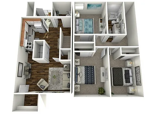 Floor plan 3 Bed, 2 Bath (50% Income Restricted)