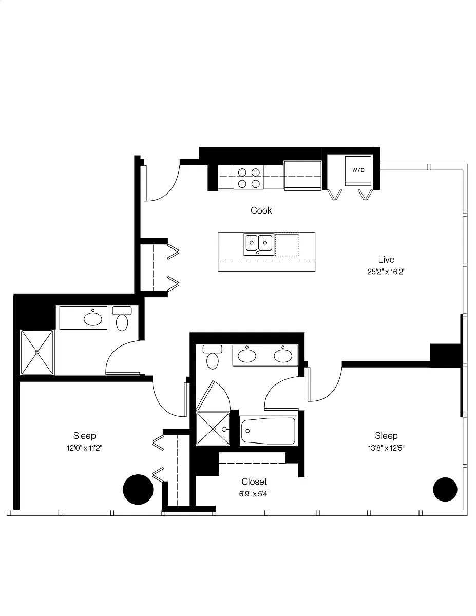 Floor plan 2 Bed/2 Bath