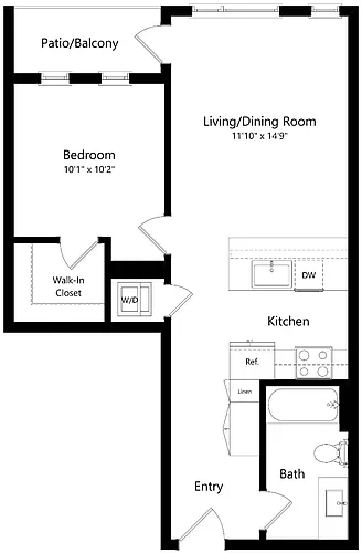 Floor plan One Bedroom A6