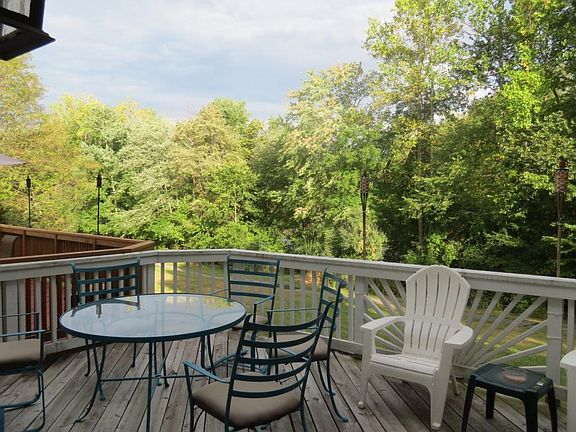 Back deck overlooking Lake Hallowell and walking path