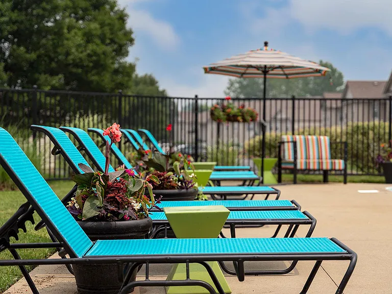 Spacious poolside lounging