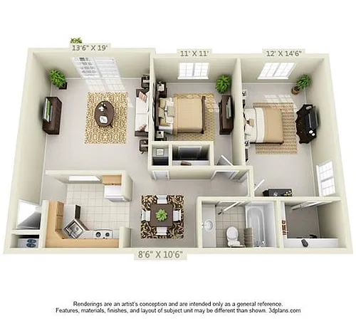 Floor plan 2 Bedroom Lower